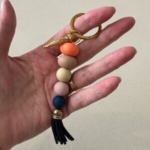 Beaded Key Ring Purse Charm with Tassell